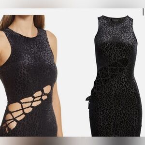 Naked Wardrobe Elegant Black Leopard Print Dress